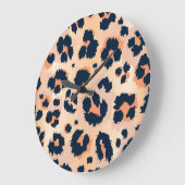 Leopard Pattern：シームレおもしろいスデザイン ラージ壁時計 (傾斜)