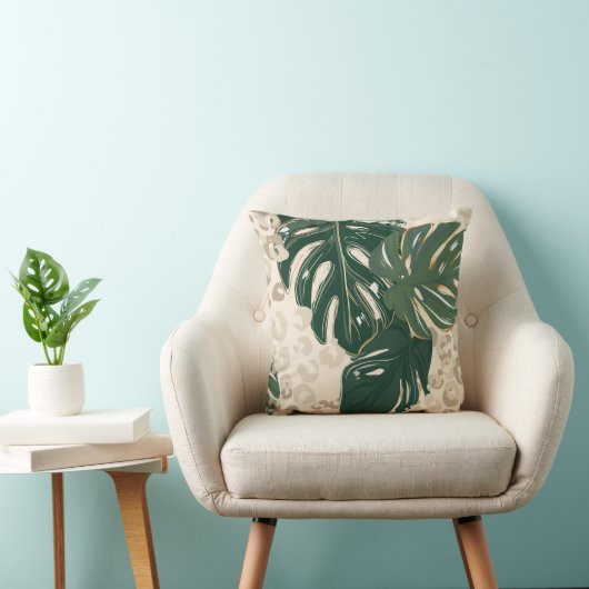 Leopard pattern, animal print seamless design gree クッション (椅子)