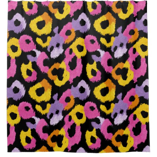 Leopard Pattern Bold Animal Print Retro Glam  シャワーカーテン (正面)