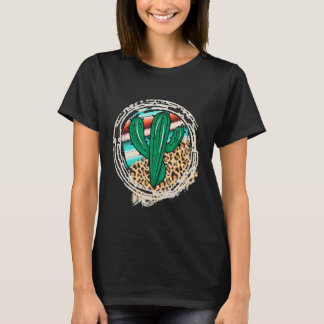 Leopard Pattern Cactus Serape Print Cowgirl Rodeo  Tシャツ