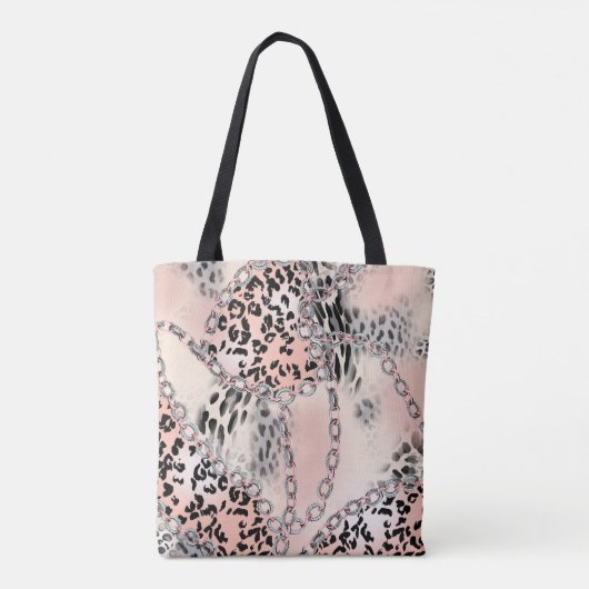 Leopard pattern, flowers, chain, roses トートバッグ (裏面)