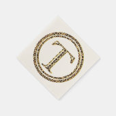 Leopard Pattern Letter "T" スタンダードカクテルナプキン (角)