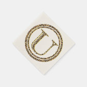 Leopard Pattern Letter "U" スタンダードカクテルナプキン (角)