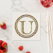 Leopard Pattern Letter "U" スタンダードカクテルナプキン (インサイチュ)