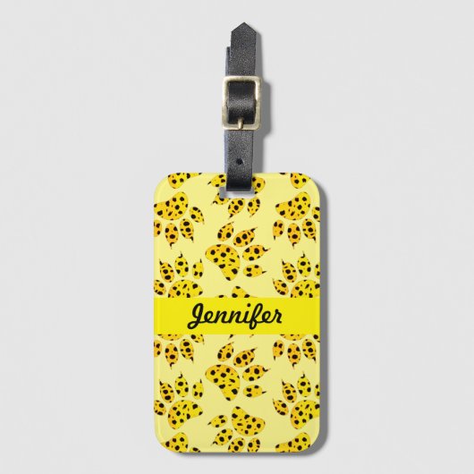 Leopard Paw印刷パターンの名前の追加 ラゲッジタグ (正面縦)