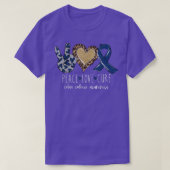 Leopard Peace Love Cure Blue Ribbon Colon Cancer A Tシャツ (デザイン正面)