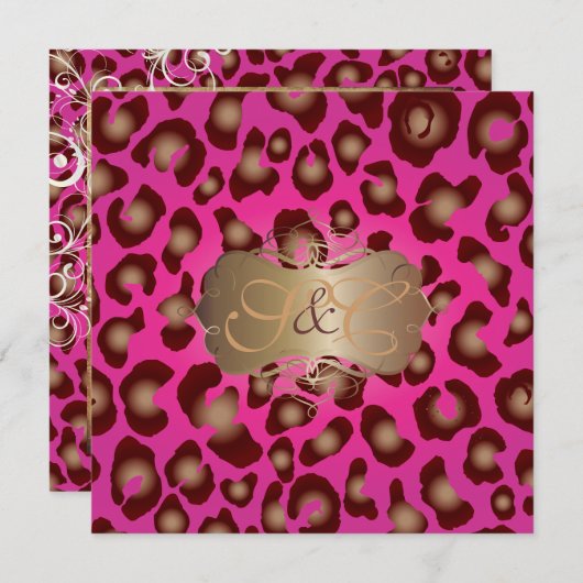 LEOPARD/PEARL SWARLS/DIY BCKGRND/ヴィンテージ/DIY BCKGRN 招待状 (正面/裏面)