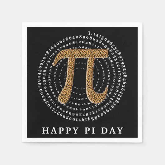 Leopard Pi 3.14スパイラル番号幸せPi日黒 スタンダードカクテルナプキン (正面)