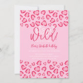 Leopard Pink Birthday Stylish Animal Print Party 招待状 (正面)