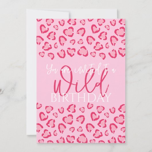 Leopard Pink Birthday Stylish Animal Print Party 招待状 (裏面)