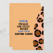 Leopard Pink Brownテンプレート、自分で作成 案内状 (正面/裏面)