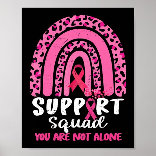Leopard Pink Rainbow Support Squad Breast Cancer A ポスター (正面)