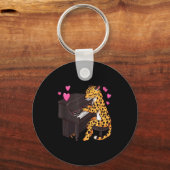 Leopard Playing Ano Valentines Day Funny Leopard  キーホルダー (正面)