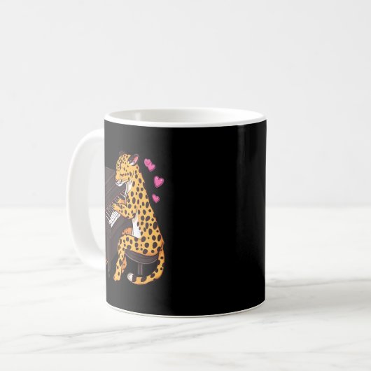 Leopard Playing Ano Valentines Day Funny Leopard  コーヒーマグカップ (正面左)