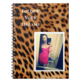 Leopard Printあなたの写真のパーソナライズされた引用文 ノートブック (正面)