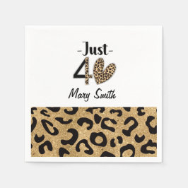 Leopard printあなたの名前と40th誕生日パーティー スタンダードカクテルナプキン