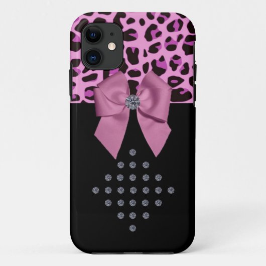 Leopard PrintとDiamonds Case-Mate iPhoneケース (裏面)