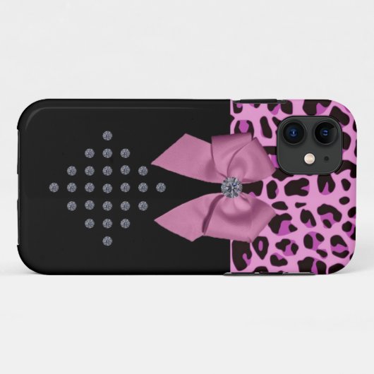 Leopard PrintとDiamonds Case-Mate iPhoneケース (裏面(横))