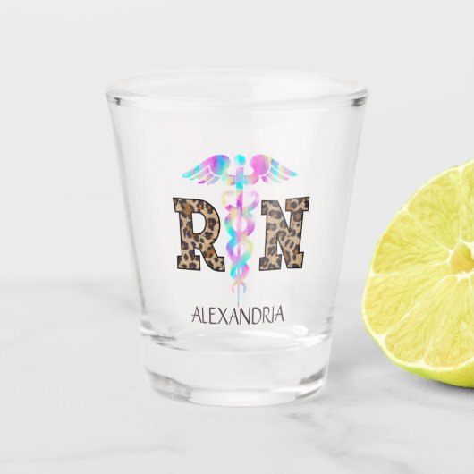 Leopard Printの「RN」 - カラフル Medical Logo ショットグラス (正面)