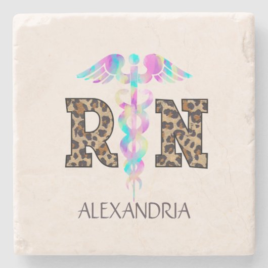 Leopard Printの「RN」 - カラフル Medical Logo ストーンコースター (正面)