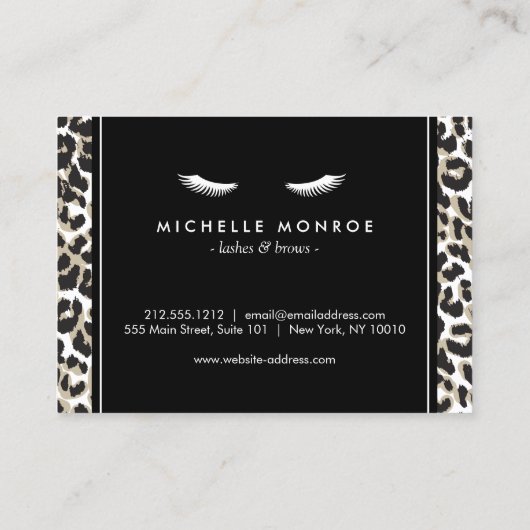 Leopard Printアフターケアカード付き睫毛 名刺 (裏面)