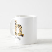 Leopard Printイニシャルh小文字と名前 コーヒーマグカップ (正面左)