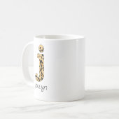 Leopard Printイニシャルj小文字と名前 コーヒーマグカップ (正面左)