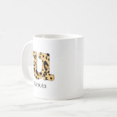 Leopard Printイニシャルu小文字と名前 コーヒーマグカップ (正面左)