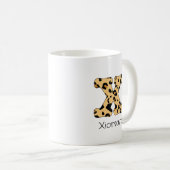 Leopard Printイニシャルx小文字と名前 コーヒーマグカップ (正面右)