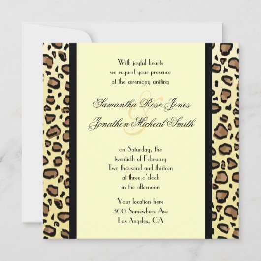 Leopard Printカスタム結婚式招待状 招待状 (正面)