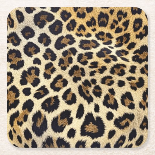 Leopard Printコースター スクエアペーパーコースター (正面)