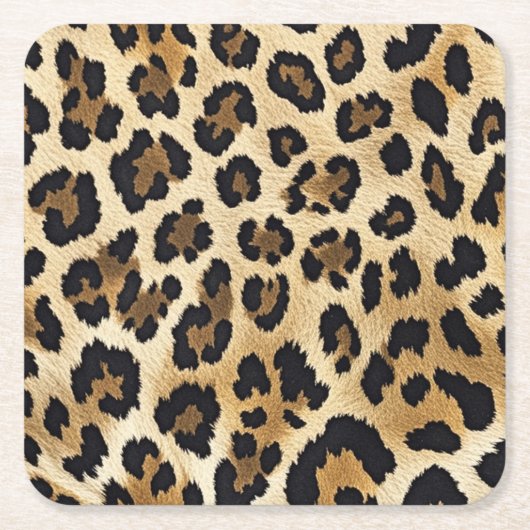 Leopard Printコースター スクエアペーパーコースター (正面)