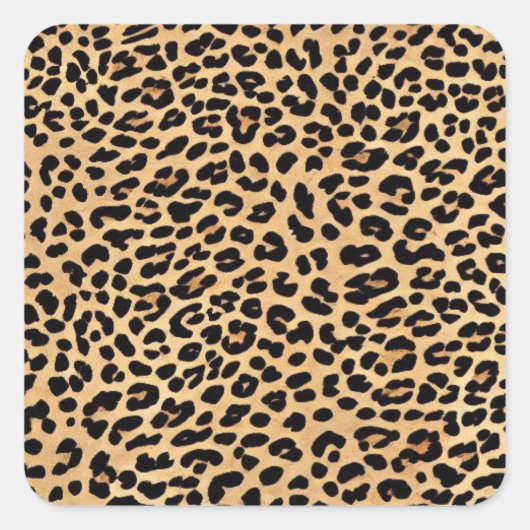 Leopard Printテクスチャ正方形ステッカー スクエアシール (正面)