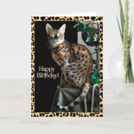 Leopard Printネコをテーマにした誕生日カード カード
