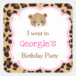 Leopard Printピンククローバー'私は行った' スクエアシール