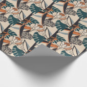 Leopard Printフローラ:抽象芸術手書き ラッピングペーパー (角)