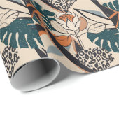 Leopard Printフローラ:抽象芸術手書き ラッピングペーパー (ロールコーナー)