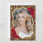 Leopard Printブラック金ゴールド写真50誕生日 招待状 (裏面)