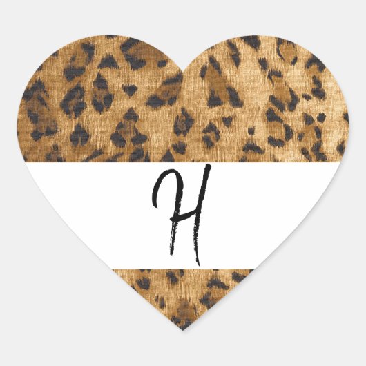 Leopard Printモノグラムイニシャル商品 ハートシール (正面)