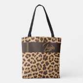 Leopard Printワイルドパタガーリーーンパーソナライズされた名 トートバッグ (裏面)