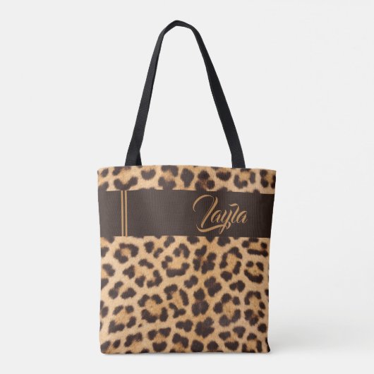 Leopard Printワイルドパタガーリーーンパーソナライズされた名 トートバッグ (裏面)