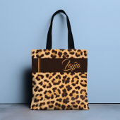 Leopard Printワイルドパタガーリーーンパーソナライズされた名 トートバッグ