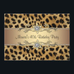 Leopard Print女性40th Birthdayパーティー 招待状<br><div class="desc">ヒョウエレガントプリント金ゴールドバンドとダイヤモンドジュエルフラワーとスクロールトリム女性の40誕生日パーティーの招待。</div>
