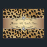 Leopard Print女性40th Birthdayパーティー 招待状<br><div class="desc">ヒョウエレガントプリント金ゴールドバンドとダイヤモンドジュエルフラワーとスクロールトリム女性の40誕生日パーティーの招待。</div>