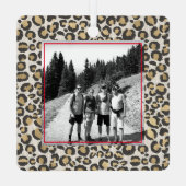 Leopard Print家族の写真名年レッドシック メタルオーナメント (裏面)