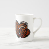 Leopard Print手描きハート ボーンチャイナマグカップ (右)