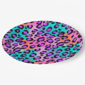 Leopard Print明るくカラフルパーティー ペーパープレート (アングル)