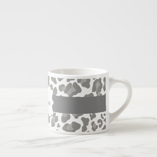 Leopard Print白とグレーのエスプレッソマグ エスプレッソカップ (右)