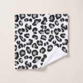 Leopard Print白黒とグレー/グレー バスタオルセット (ウォッシュタオル)