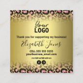 Leopard Print金ゴールドのご購入に感謝します スクエア名刺 (裏面)